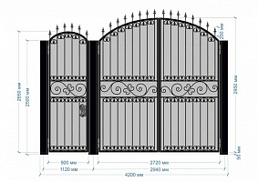 Эскиз кованых ворот с калиткой №33 фото
