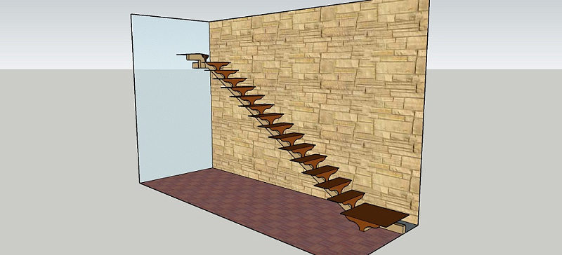 Каркас лестницы на монокосоуре маршевый с забежными ступенями №1 фото