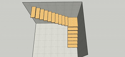 Каркас лестницы на монокосуре Г-образный с площадкой №4 фото